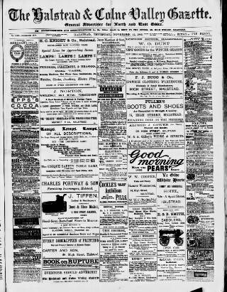 cover page of Halstead Gazette published on November 21, 1889