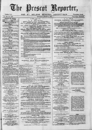 cover page of Prescot Reporter published on August 2, 1873