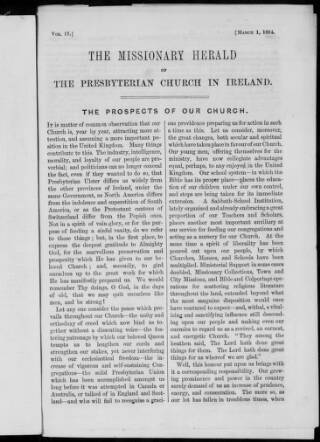 cover page of Missionary Herald of the Presbyterian Church in Ireland published on March 1, 1864