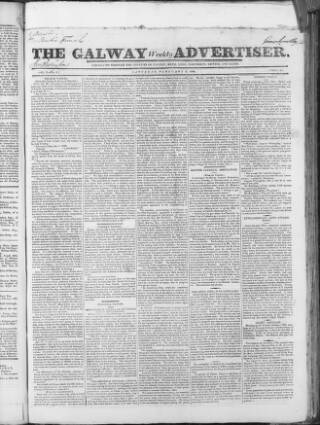 cover page of Galway Weekly Advertiser published on February 2, 1828