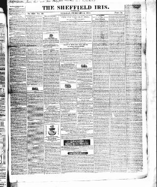 cover page of Sheffield Iris published on February 2, 1836