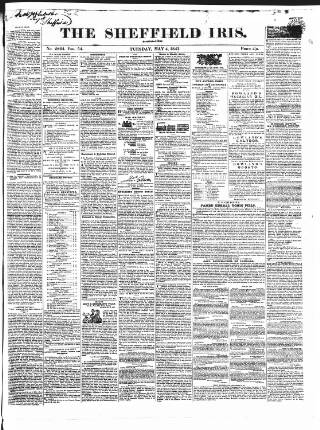 cover page of Sheffield Iris published on May 4, 1841
