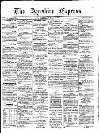 cover page of Ayrshire Express published on May 2, 1863