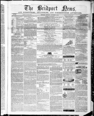 cover page of Bridport News published on November 2, 1861
