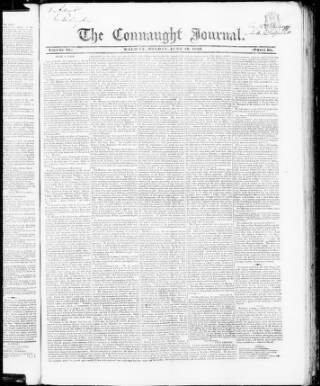 cover page of Connaught Journal published on June 18, 1832