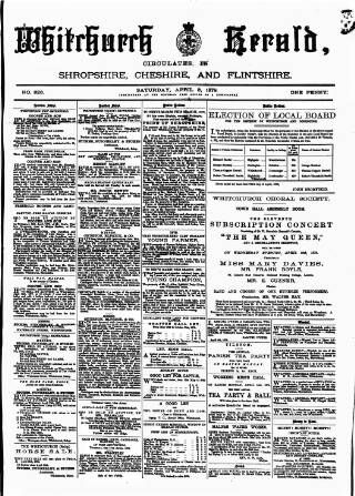 cover page of Whitchurch Herald published on April 5, 1879