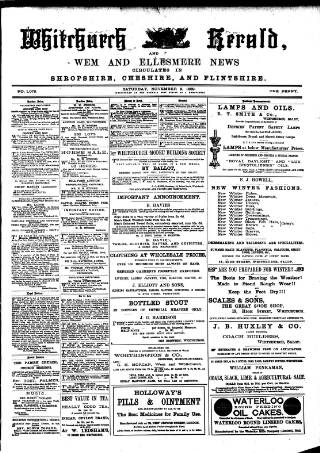cover page of Whitchurch Herald published on November 2, 1889