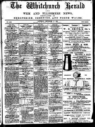 cover page of Whitchurch Herald published on September 17, 1898