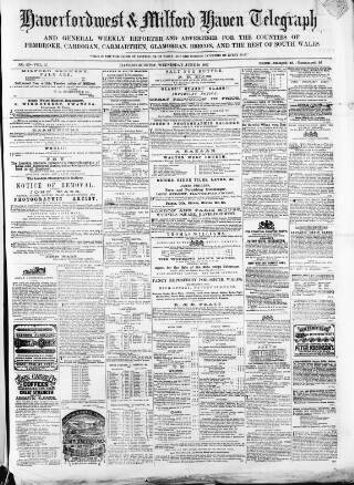 cover page of Haverfordwest & Milford Haven Telegraph published on June 18, 1862