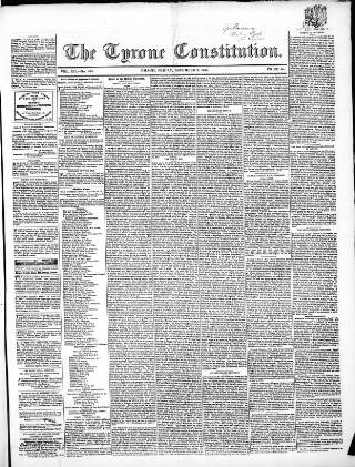 cover page of Tyrone Constitution published on November 2, 1855