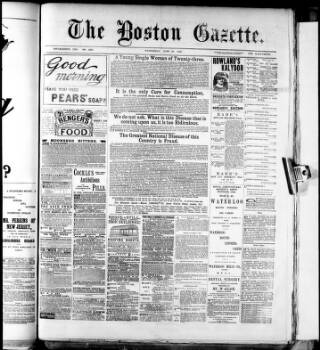 cover page of Boston Gazette published on June 26, 1889