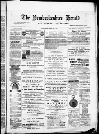 cover page of Pembrokeshire Herald published on May 2, 1879