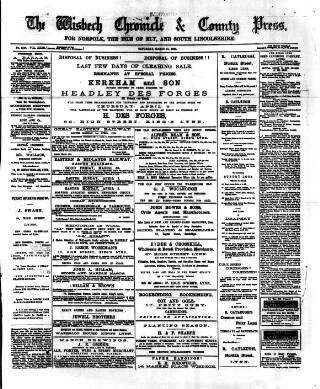 cover page of Wisbech Chronicle published on March 31, 1888