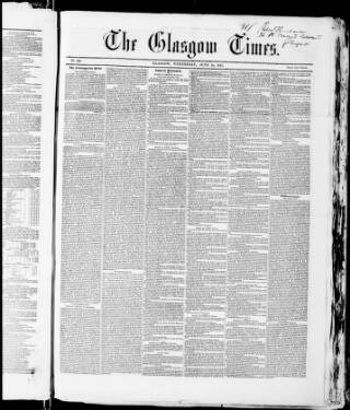 cover page of Glasgow Times published on June 24, 1857