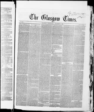 cover page of Glasgow Times published on November 4, 1857