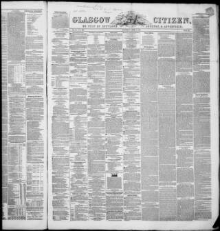 cover page of Glasgow Citizen published on April 1, 1854