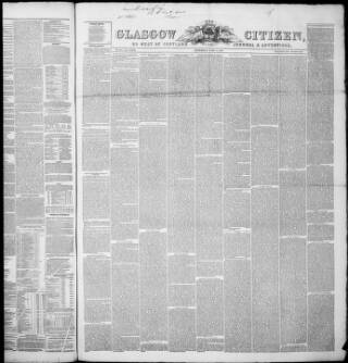 cover page of Glasgow Citizen published on June 18, 1859