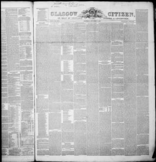 cover page of Glasgow Citizen published on September 17, 1859