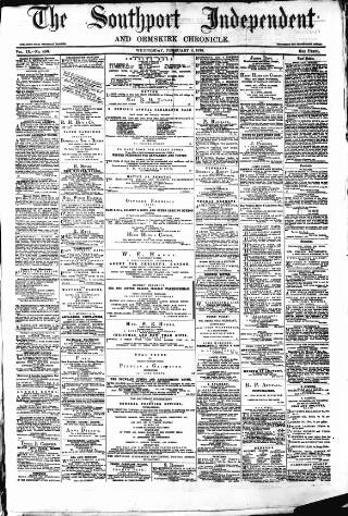 cover page of Southport Independent and Ormskirk Chronicle published on February 2, 1870