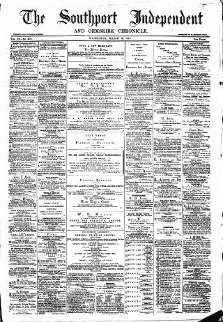 cover page of Southport Independent and Ormskirk Chronicle published on March 16, 1870