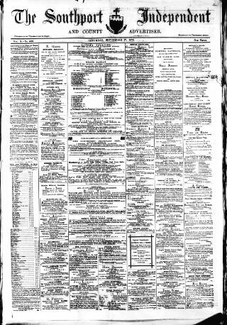 cover page of Southport Independent and Ormskirk Chronicle published on September 17, 1870