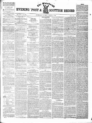 cover page of Edinburgh Evening Post and Scottish Standard published on August 25, 1849