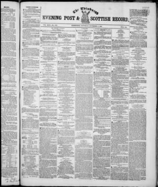 cover page of Edinburgh Evening Post and Scottish Standard published on November 2, 1850