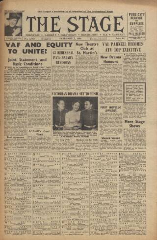 cover page of The Stage published on February 2, 1956