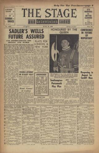 cover page of The Stage published on June 18, 1959