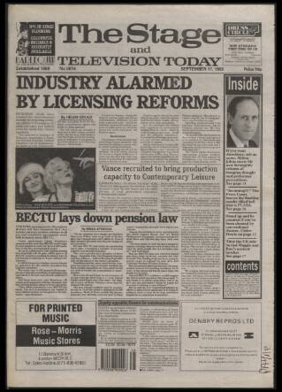 cover page of The Stage published on September 17, 1992