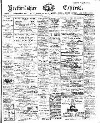 cover page of Hertfordshire Express published on June 18, 1870