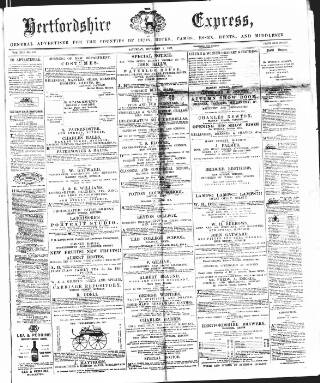 cover page of Hertfordshire Express published on November 2, 1872