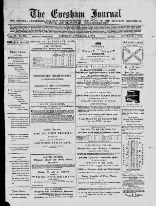 cover page of Evesham Journal published on November 2, 1872