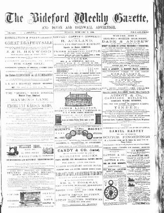 cover page of North Devon Gazette published on February 2, 1886