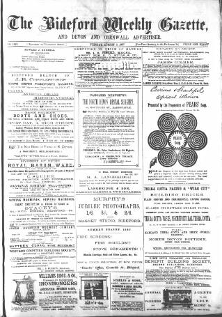 cover page of North Devon Gazette published on August 2, 1887