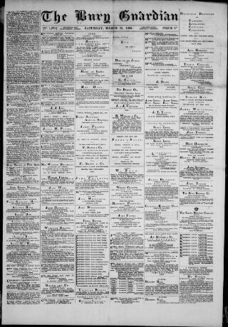 cover page of Bury Guardian published on March 10, 1888