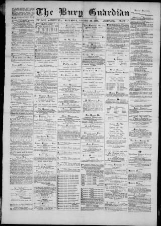 cover page of Bury Guardian published on August 11, 1888