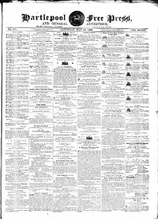 cover page of Hartlepool Free Press and General Advertiser published on May 12, 1860