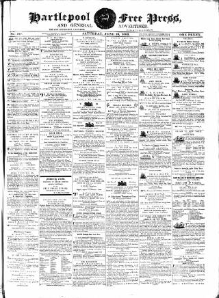 cover page of Hartlepool Free Press and General Advertiser published on June 16, 1860