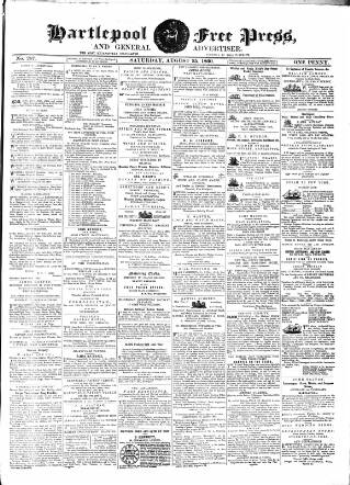 cover page of Hartlepool Free Press and General Advertiser published on August 25, 1860