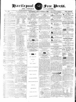 cover page of Hartlepool Free Press and General Advertiser published on September 8, 1860