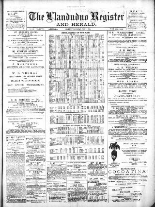 cover page of Llandudno Register and Herald published on June 7, 1889