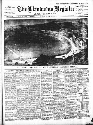cover page of Llandudno Register and Herald published on August 8, 1889