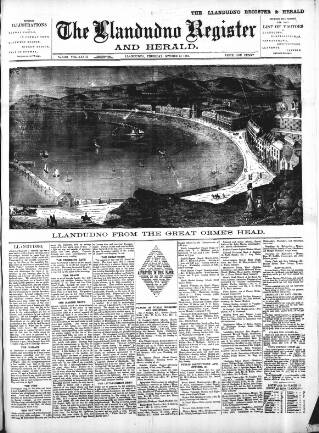 cover page of Llandudno Register and Herald published on October 24, 1889