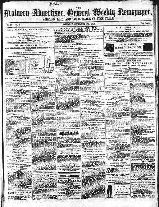 cover page of Malvern Advertiser published on September 17, 1859