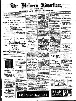 cover page of Malvern Advertiser published on March 19, 1892