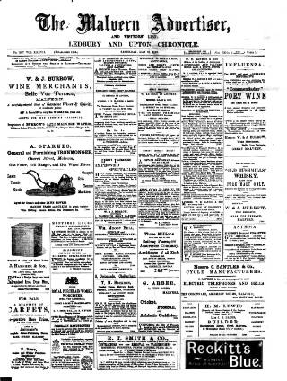 cover page of Malvern Advertiser published on May 21, 1892