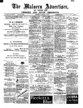cover page of Malvern Advertiser published on November 12, 1892