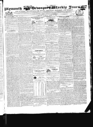 cover page of Plymouth and Devonport Weekly Journal published on March 15, 1832