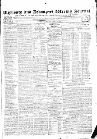 cover page of Plymouth and Devonport Weekly Journal published on March 29, 1832